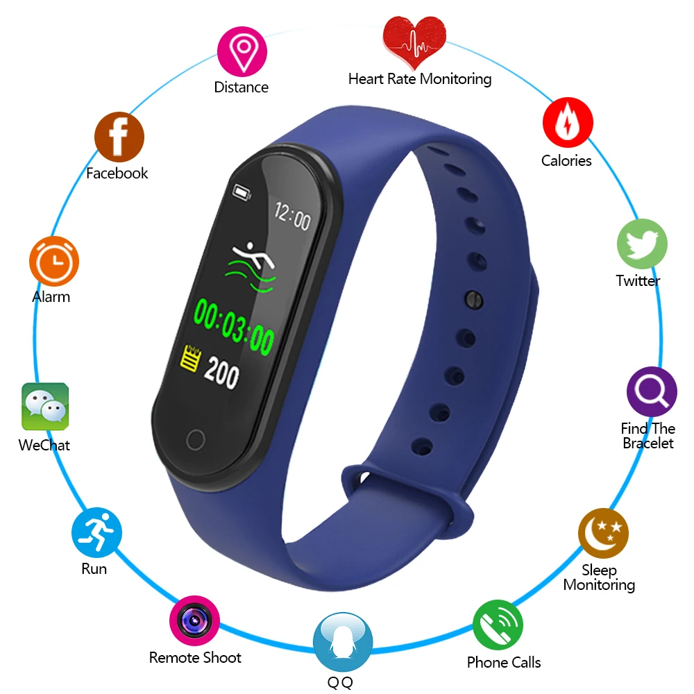 

M4 0.96 HD Color Screen Smart Watch Bluetooth Sports Smart Bracelet Heart Rate Blood Pressure Monitor Fitness Tracker Smart Band