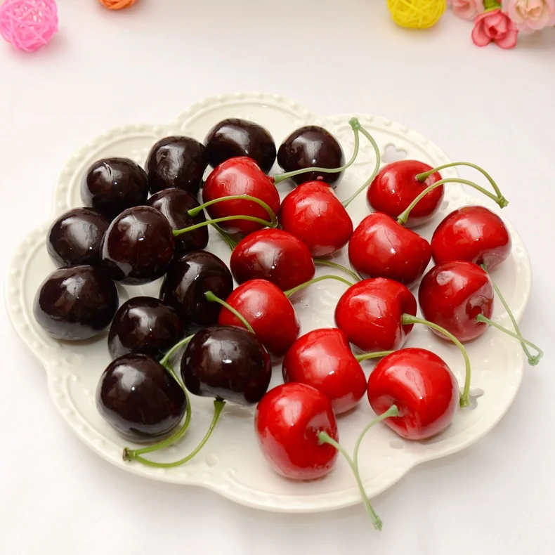 Red NUOBESTY 50PCS Realistic Fruit Cherry Model Artificial Cherries Photography Props for Studio Home Red NUOBESTY 50PCS Realistic Fruit Cherry Model Artificial Cherries Photography Props for Studio Home