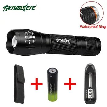 

Big Promotion Ultra Bright T6 LED Flashlight 3 Modes 8000 Lumens Zoomable LED Torch 18650 Battery Charger Cloth Cover