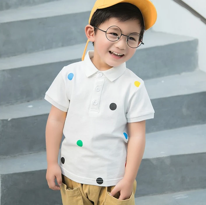 HziriP 2019 Корея Chic горошек детская Лидер продаж дети свежая одежда короткий рукав хлопок Летняя мода обувь для мальчиков свежий рубашки