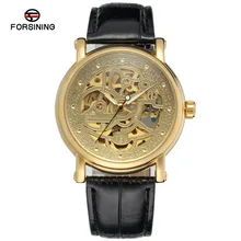 

Forsining Men's Watch Crystal Automatic Movement Unique Skeleton Leather Strap Round Wristwatches Color Silver FSG8106M3