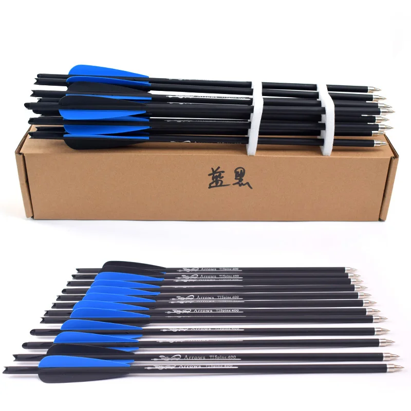 

24Pcs Target Arrows Crossbow Carbon Arrow 16/20 Inches Spine 400 for Crossbow Archery Hunting Shooting