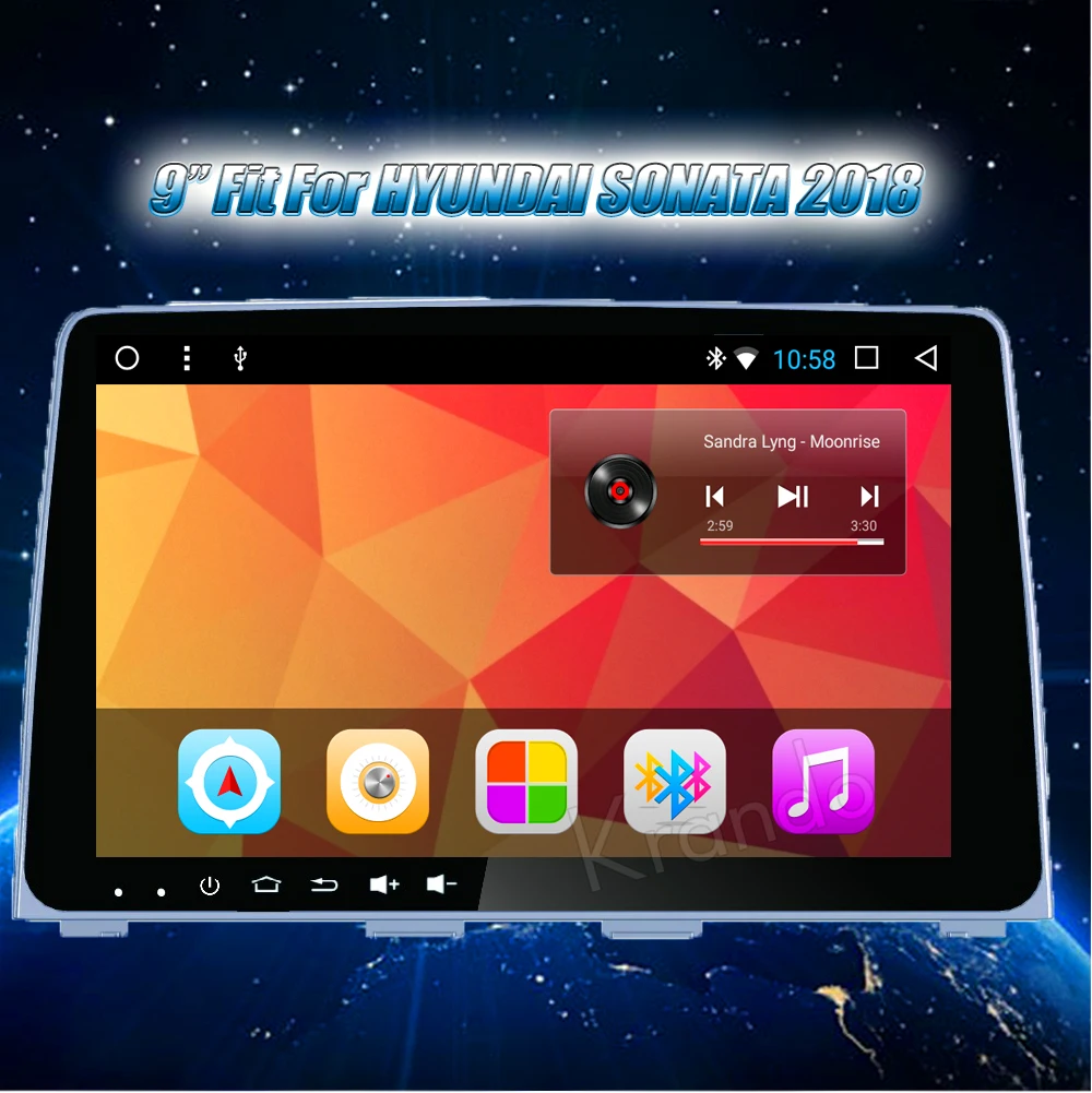 Best Krando Android 8.1 9" IPS Big Screen Full touch car Multimedia player for HYUNDAI SONATA 2018 video navigation gps BT wifi 0