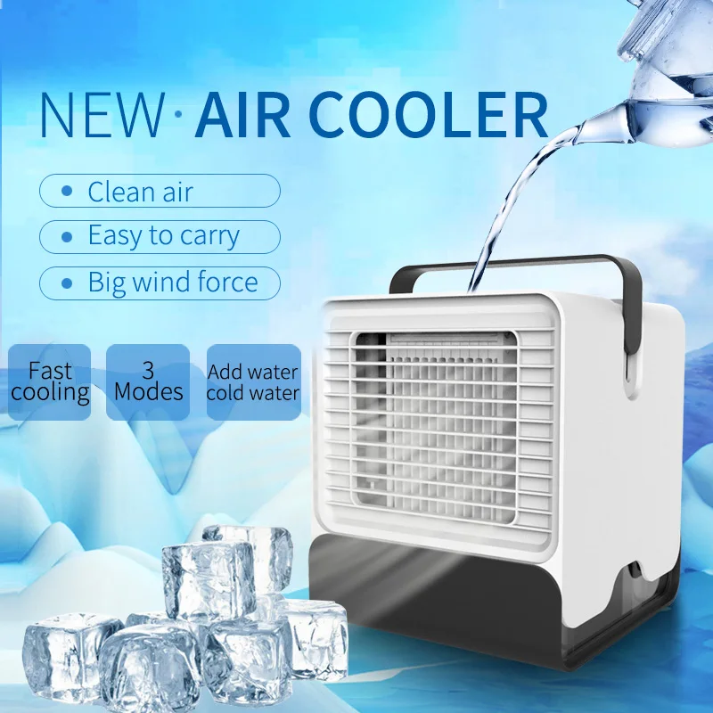 

Portable Air Conditioner USB Mini Air Cooler Humidifier Purifier Colorful LED Light Personal Space Fan Air Cooling Fan