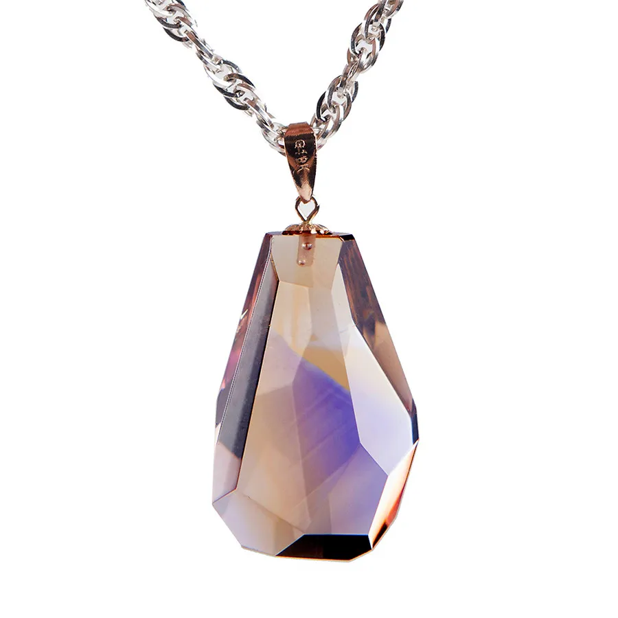 

Genuine Purple Yellow Natural Ametrine Pendant Irregular Crystal Faced Bead Woman Lady Fashion Natural Stone Pendant 23*14*9mm