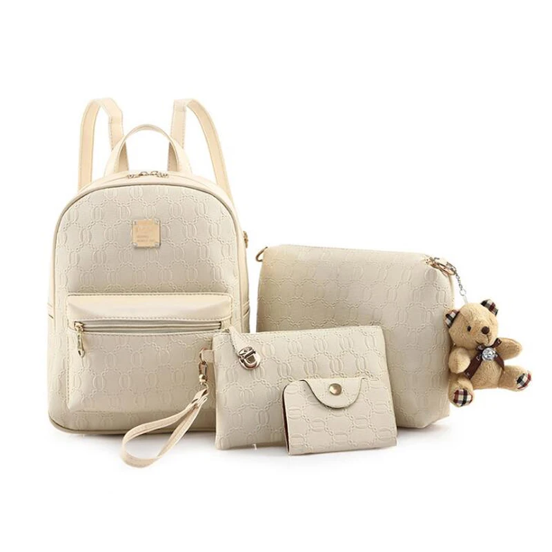 

4pcs bag new arrival wholesale fashion lady backpack bag set with purse