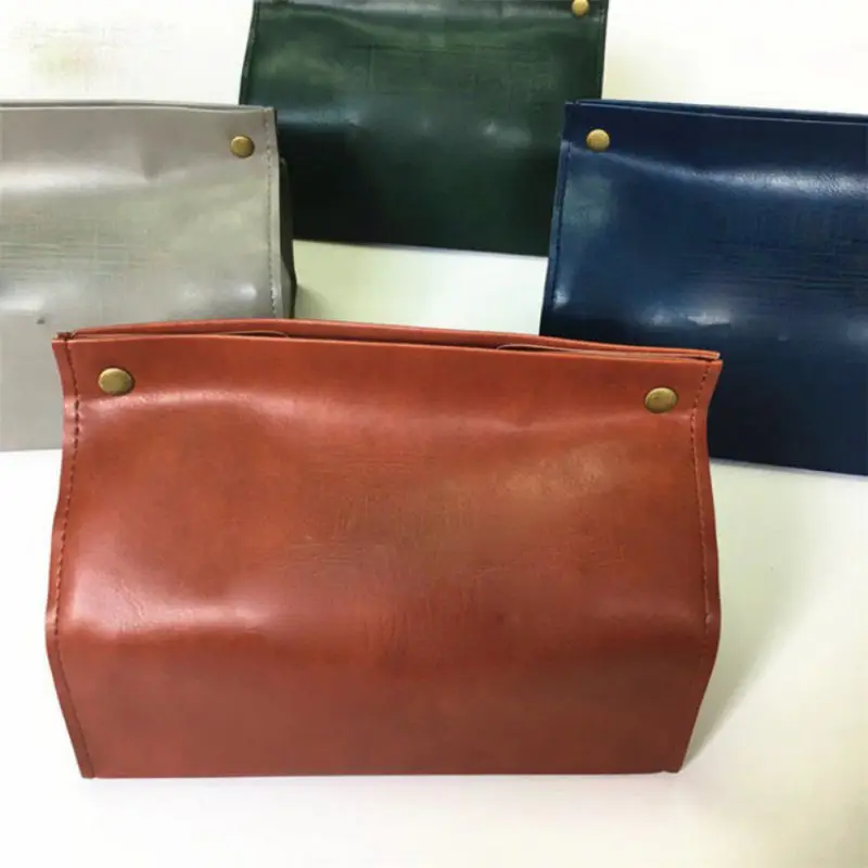 

Kitchen Storage Organization Tissue Boxes Case New Year Leather PU Storage Tissue Napkin Case Boxes