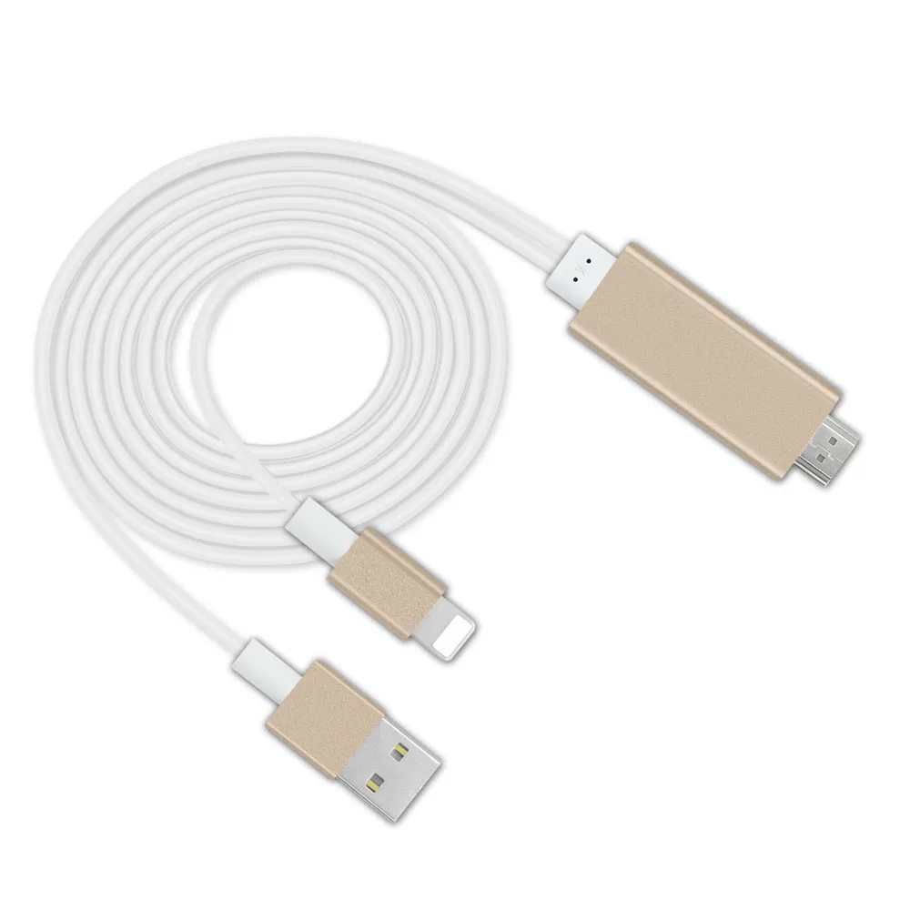 gold 2 м адаптер HDMI HDTV AV USB кабель USB к hdmi HD1080P для iPhone 5 5S 6 6plus 6 S 7 Поддержка ТВ& HDMI Функция - Цвет: gold