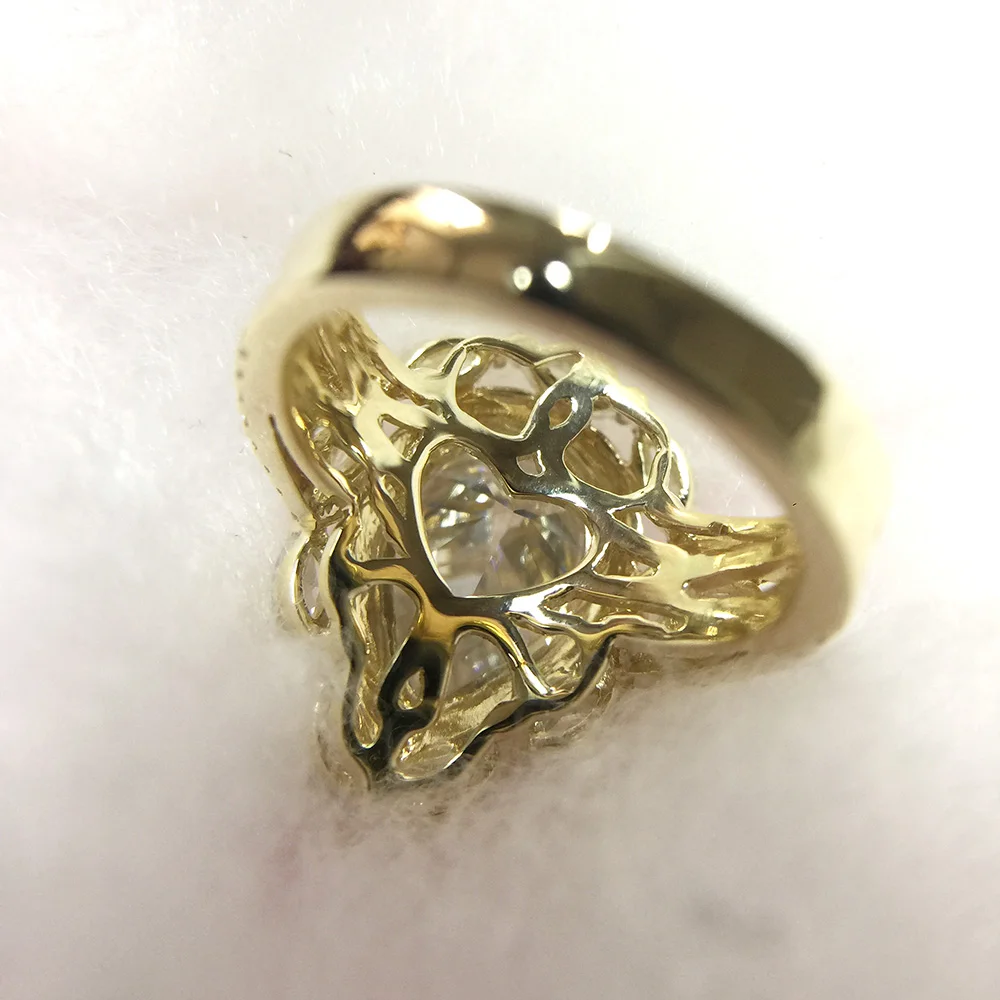 Кольцо с муассанитом белое золото 14 к 2 карата 10x7 мм|ring 14k|ring ringring moissanite |