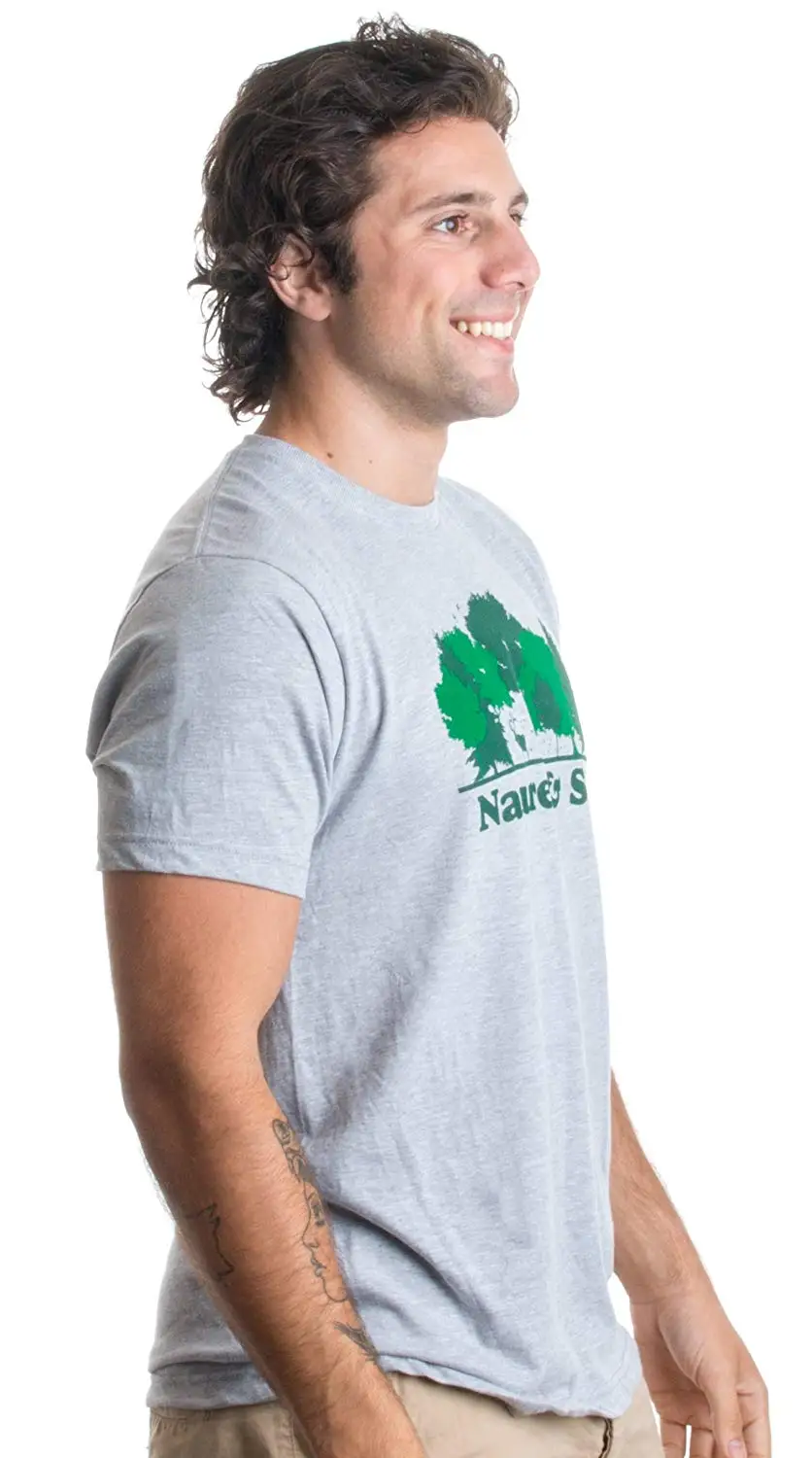 Men's Nature & Shit Funny Outdoors Cotton Short Sleeve Casual Humor, Ironic Hiking Adventure T-Shirt