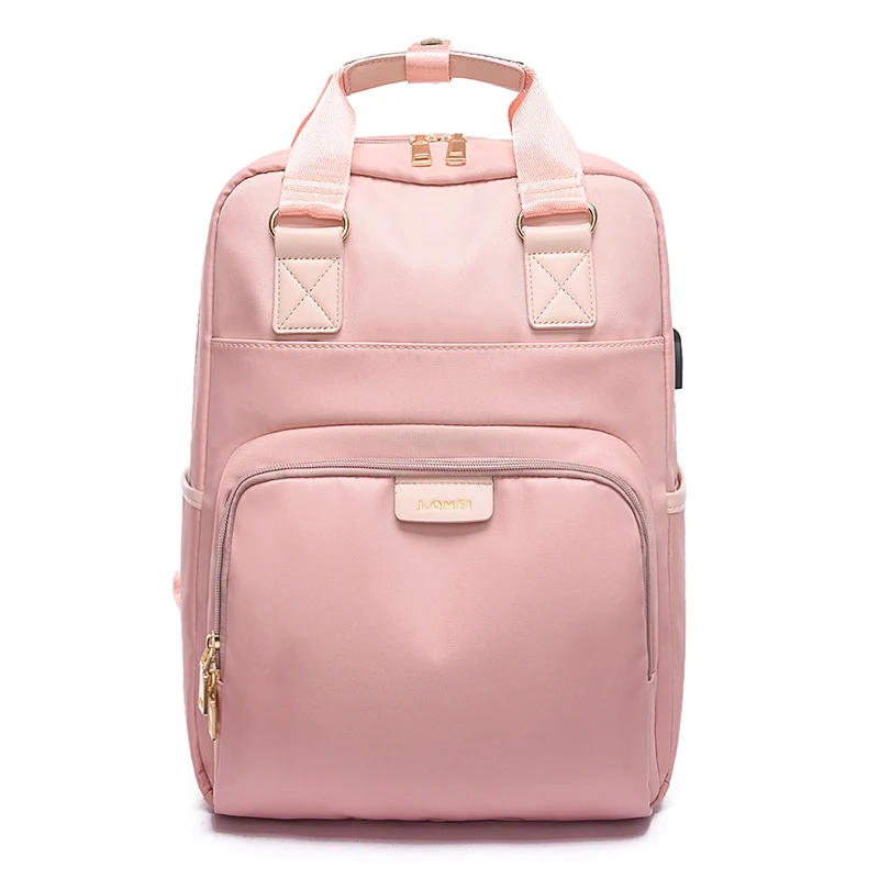 Противоугонная сумка водонепроницаемый рюкзак для путешествий женский большой емкости бизнес-usb зарядка Рюкзак для ноутбука, студенческий школьный мешок для студентов - Цвет: Розовый