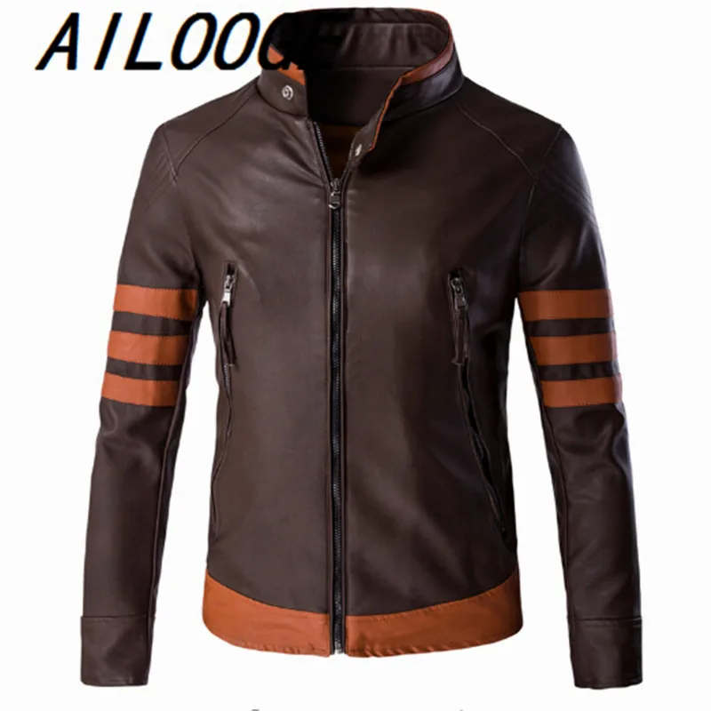

Wolverin Jacket Zip Slim Fit Faux Leather Biker Jacket Male Winter Brown Vintage Motorcycle Leather Jackets Men Plus Size 5XL