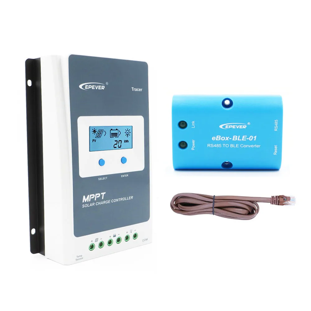 

10A Tracer1210AN 12V 24V MPPT Solar Charge Controller Bluetooth Mobile phone APP eBox-BLE-01 li-ion li LiFePO4 battery 1210A