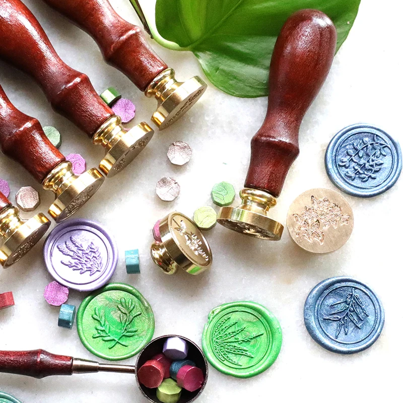 

Wedding Decorative Wax Sealing Stamps Flower Vine Olive Branch Wreath Scrapbook Sealing Wax Stamps Wooden Rose Wax Seal Stamp