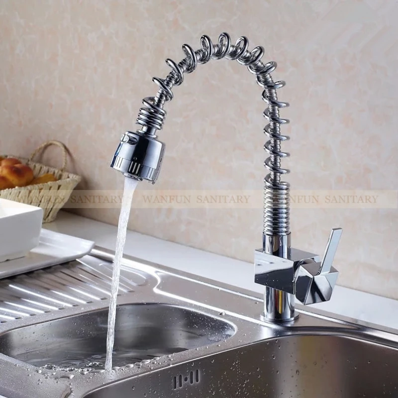 Современный хромированный вытяжной весенний кухонный кран 2 режима воды оптом и