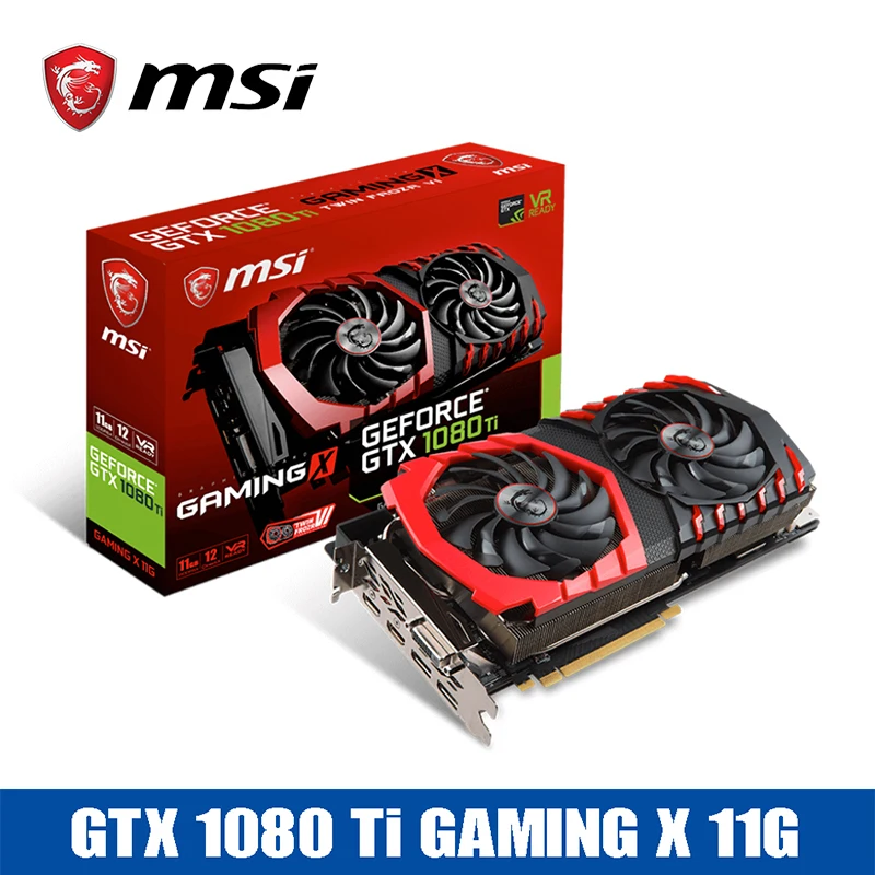 MSI видео карты GTX1080Ti GAMING X 11 г видеокарты 1000 мГц/11 ГБ/128bit/GDDR5X 290*140*51 мм для рабочего