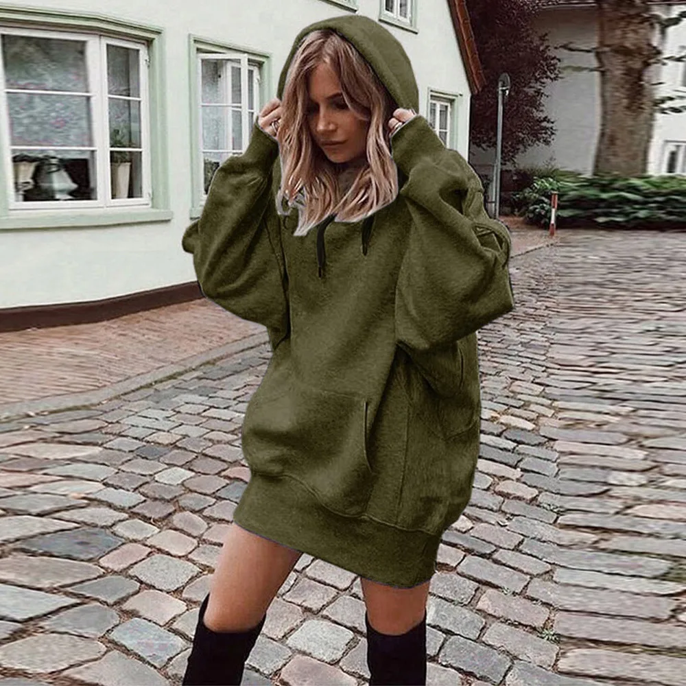 

Women Fashion Solid Color Clothes Hoodies Pullover Coat Hoody Sweatshirt