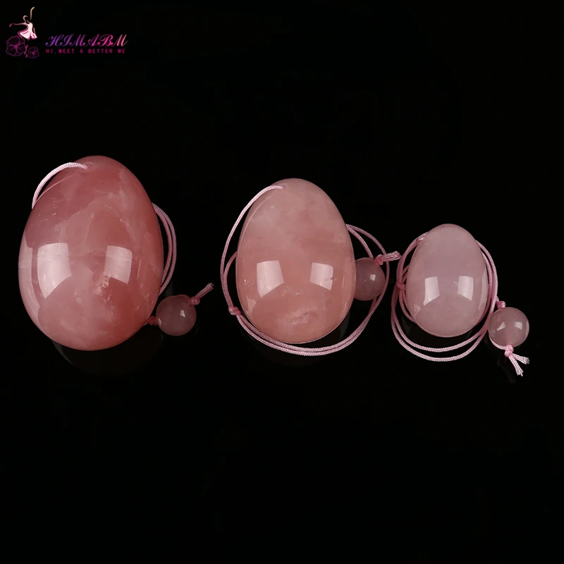 HIMABM натуральный розовый кварц Нефритовое яйцо для упражнений Кегеля 3 шт. в одном наборе тазовые мышцы пола гимнастика для мышц влагалища yoni шарик Бен-ва