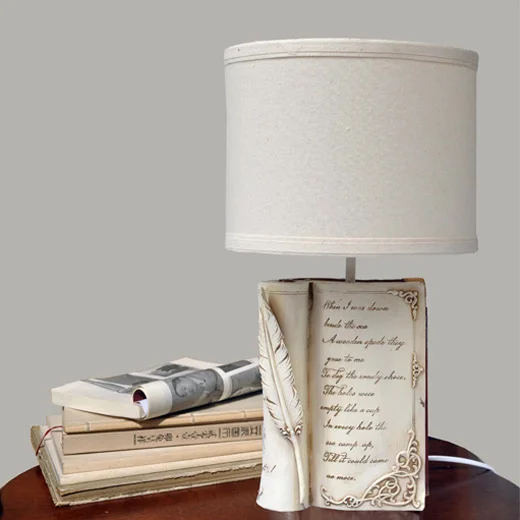 Европейская полимерная книга, настольная лампа для кабинета, тканевый абажур для спальни, настольная лампа, освещение для гостиной