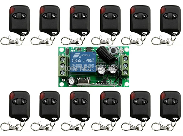 

High Quality new DC 12V 10A 1CH 315MHz/433MHZ Wireless RF Remote Control Switch teleswitch 12* cat eye Transmitter+ 1*Receiver