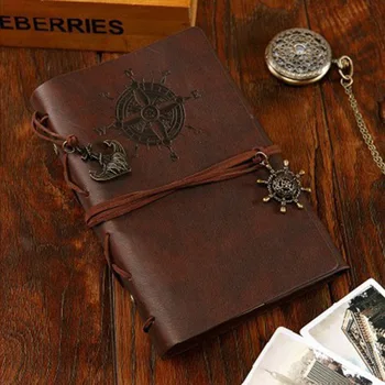 

vintage PU leather pirate travel diary book retro spiral notebook notepad stationery office school supplies