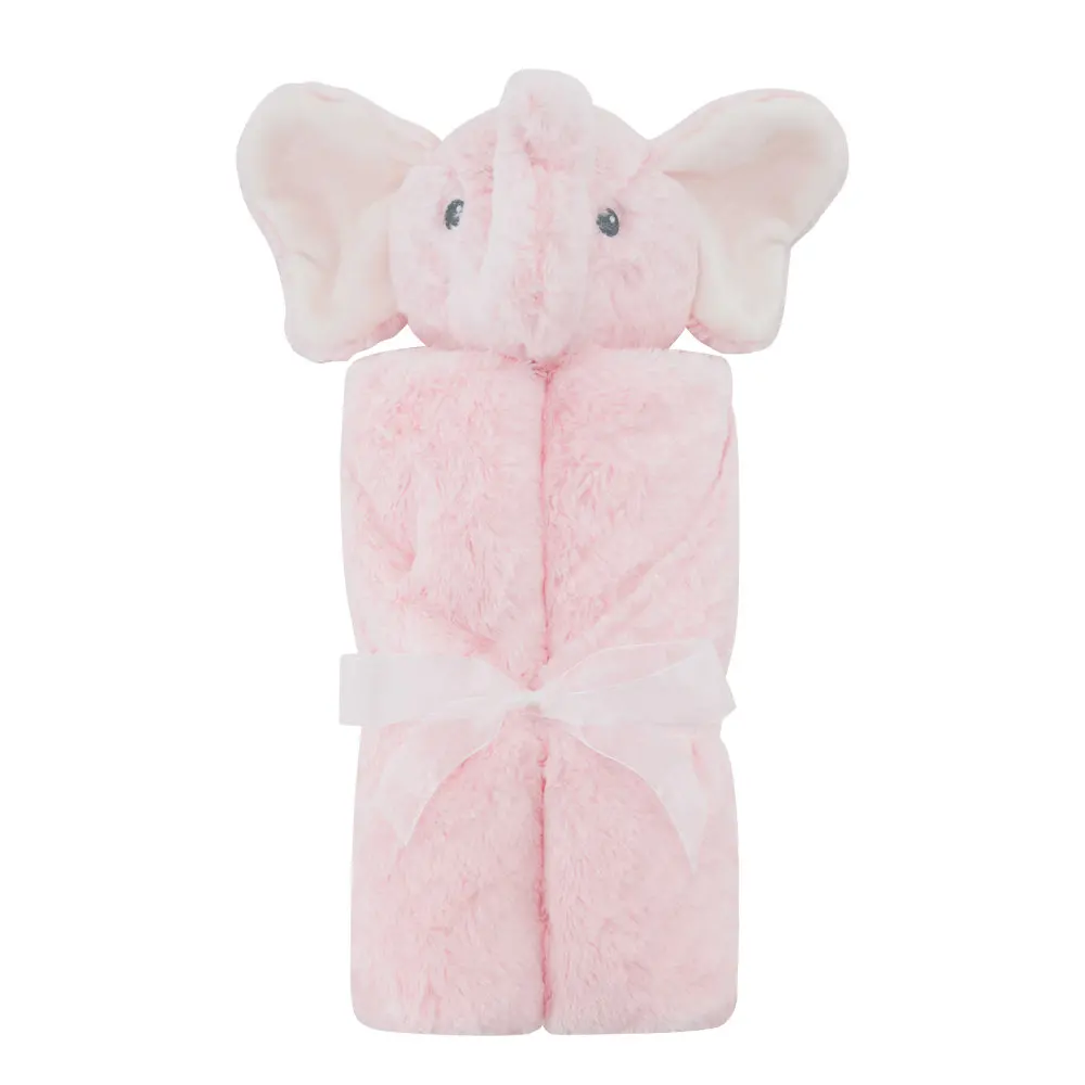 Детские Одеяла 76x76 см Пеленальные принадлежности зимний подарок на день рождения для новорожденных мягкий теплый коралловый флис плюшевые животного образовательных плюшевые игрушки - Цвет: 2layer pink elephant