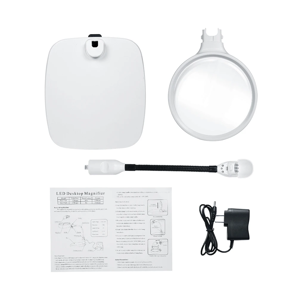 

2-in-1 LED Desktop Magnifier Desk Lamp with 138mm 8X Lens Bright Light Magnifying Tool Repair Tools Magnifiers Loupe