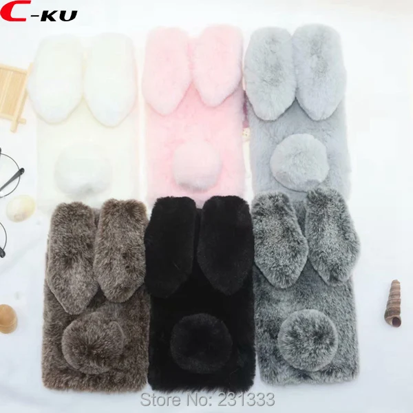 

C-ku For Xiaomi MI 7 MI7 S2 MAX 3 8SE Redmi 6 PRO NOTE 5 6A 3D Rabbit Fur Plush Fuzzy Diamond Soft TPU Case Skin Fashion 100pcs