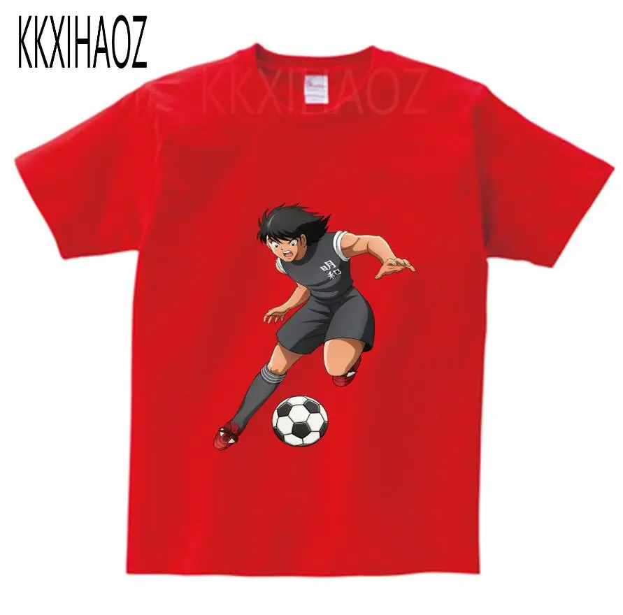 Летняя детская футболка для мальчиков футболки с короткими рукавами с принтом капитан Цубаса хлопковая детская футболка с круглым вырезом Одежда для мальчиков N - Цвет: red2 childreT-shirt