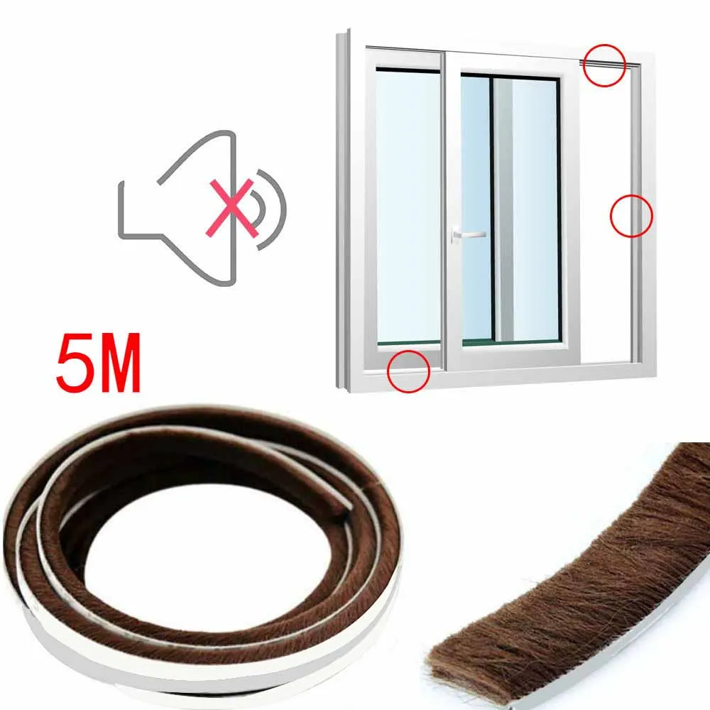 5m Self Adhesive Weather Strip Window Frame door Draught Excluder Brush Pile Seals