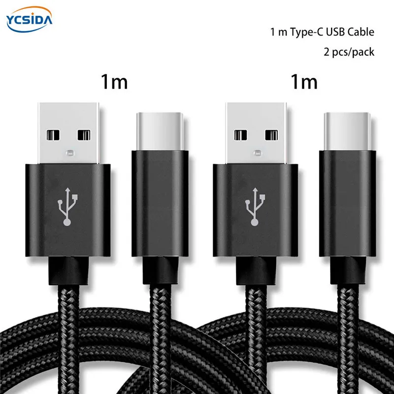 

5V 2.4A USB C nylon data Charger cable For Samsung S10/LG G6/Huawei mate 20/Xiaomi 8/OPPO R17/vivo NEX cable（1m 2pcs/pack)