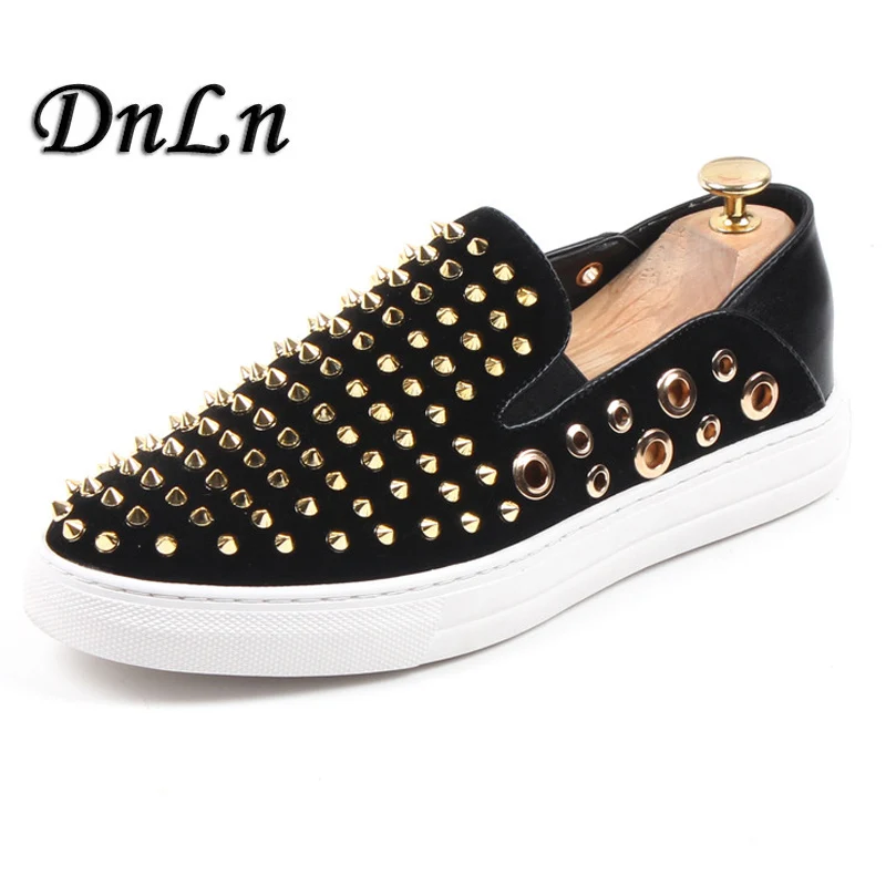 

2019 Streets Trendy Men's Designer Rivet Slip On Casual Flats Shoes Male Breathable Hole Shoes Loafers Footwear 5#19E50