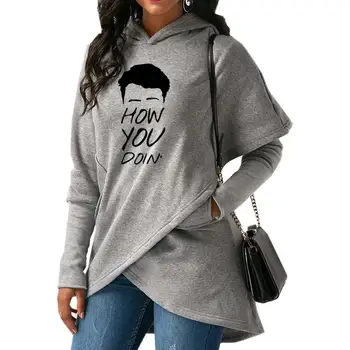 

2018 New Fashion HOW YOU DOIN Print Hoodies Sweatshirt Femmes Women Casual Loog Sleeve Cross Corduroy Autumn Pullovers for Woman