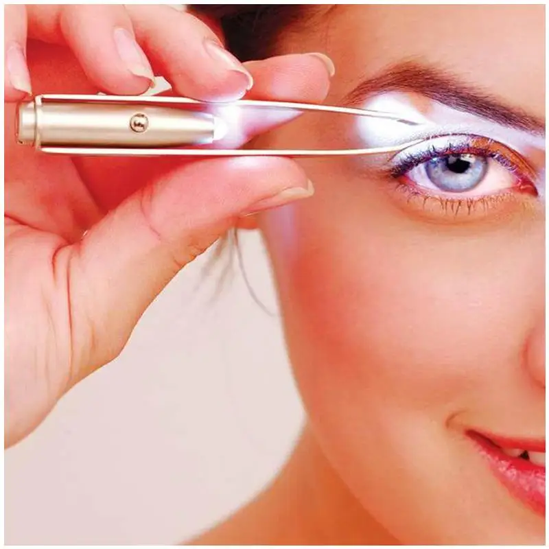 Свет макияж удаления волос ресниц бровей Пинцет Pinzas Para Cejas Maquiagem (с Батарея) #7245 - изображение