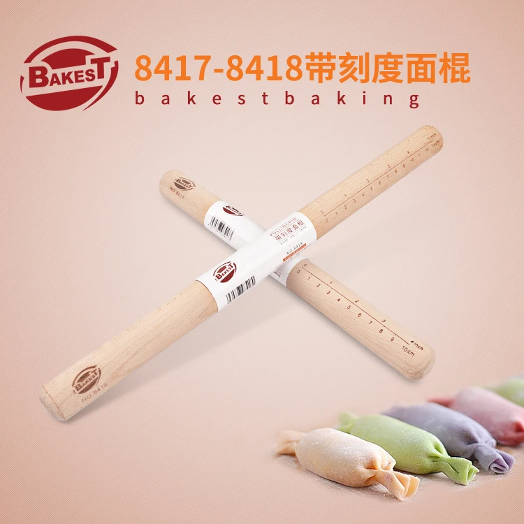 

BAKEST Wooden Rolling Pin With Scale Cake Pastry Tools Two size For Selection