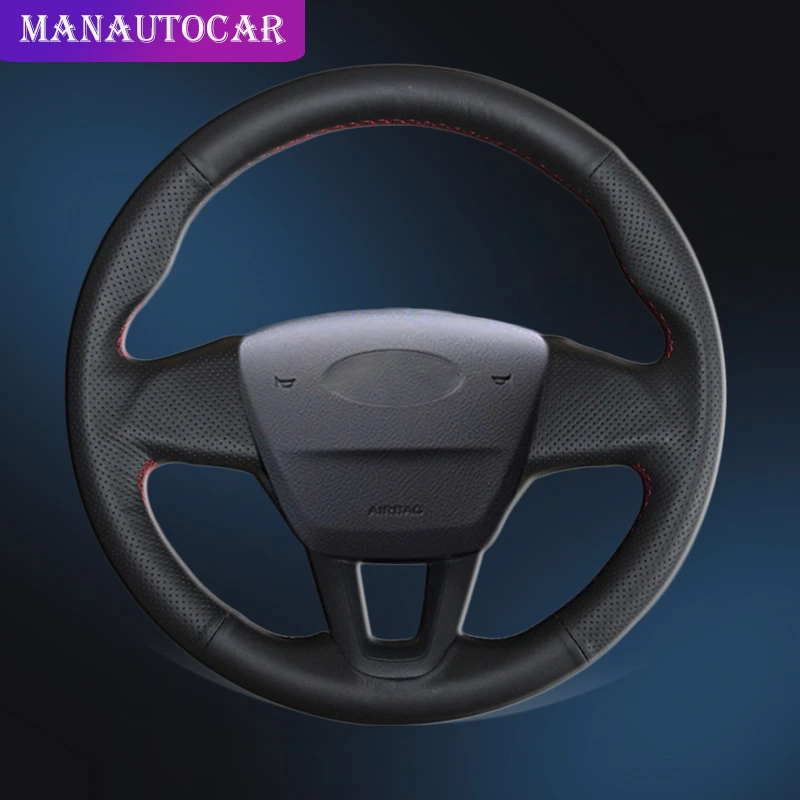 

Car Braid On The Steering Wheel Cover for Ford Focus 3 2015-2018 Without Multi-Function Button Auto Steering Covers Leather
