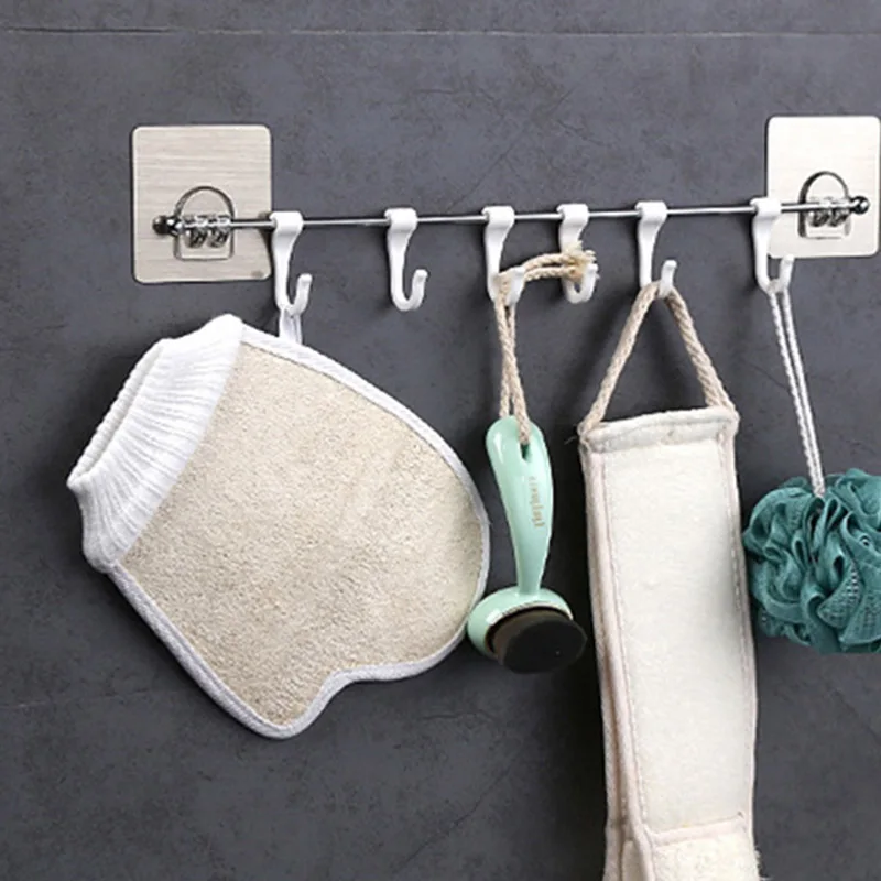 

Stainless Steel Traceless Hook Rack with Adjustable 6 Hooks for Kitchen Bathroom UD88