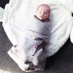 Ins детское одеяло новорожденный мультфильм лиса тепловое мягкое вязаное одеяло и комбинезон для сна набор хлопок детское постельное белье