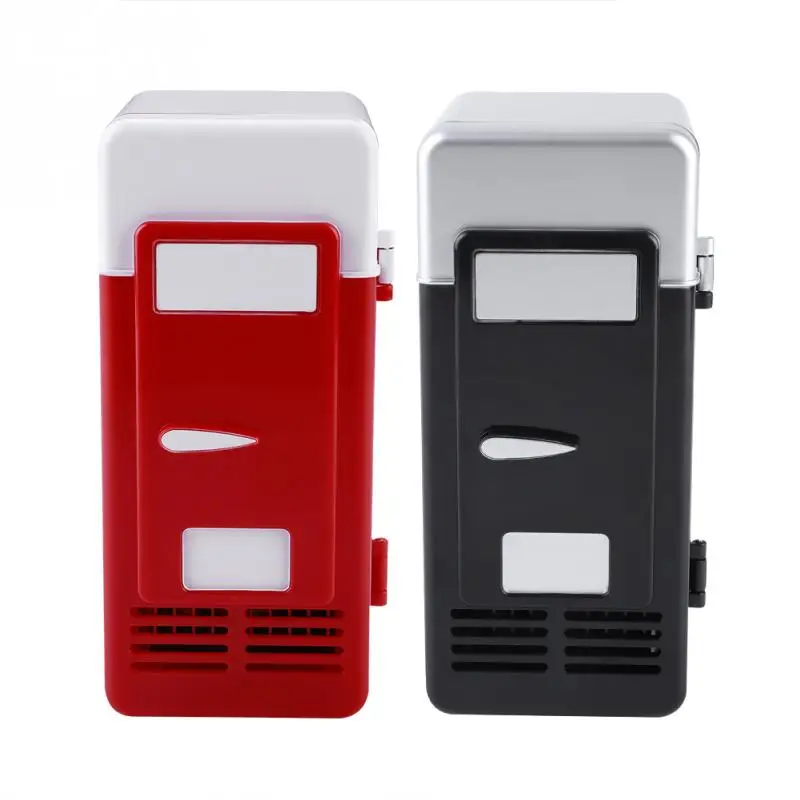 USB Mini Fridge Refrigerator with LED Light Fridge Beverage Drink Cooler and Warmer Fridge Mini Car Refrigerator