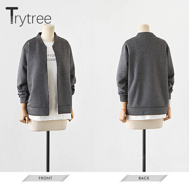 Trytree الخريف الشتاء معطف عارضة سستة رشاقته سترة النساء Soild كامل الأكمام المخملية بطانة fasion قمم سيدة عارضة معطف Trytree الخريف الشتاء معطف عارضة سستة رشاقته سترة النساء Soild كامل الأكمام المخملية بطانة fasion قمم سيدة عارضة معطف