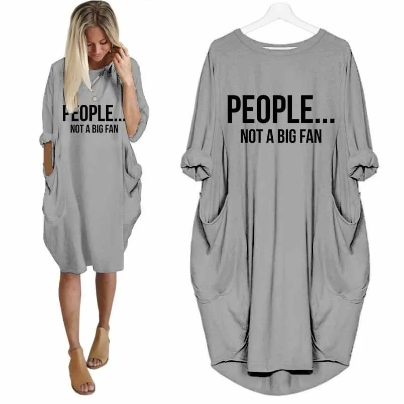 Новая модная футболка для женщин люди не большой вентилятор с принтом забавная футболка размера плюс Топы Графические футболки женские с открытыми плечами - Цвет: Серый