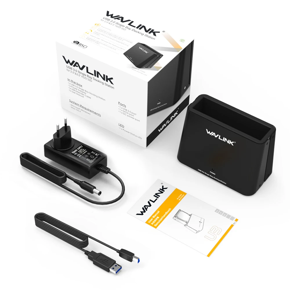 Wavlink 2 5/3 5 корпус для жесткого диска USB3.0 на SATA внешний жесткий диск Одиночная док