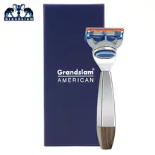 Grandslam 5-Слои лезвие ручной Безопасная бритва Для мужчин бритвенных лезвий для заправки зажигалок и бритвенной ручке гравировка имени на Услуги при условии