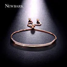 NEWBARK Captivate Bar Slider Bracelet Brilliant Pave Cubic Zirconia Rose Gold Plated Feminine Fashion Jewelry