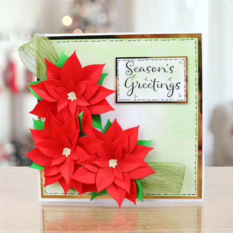 

Poinsettia Metal Cutting Dies Scrapbooking New 2019 Flower Crafts Dies Leaves Die Cuts Card Making Album Embossing