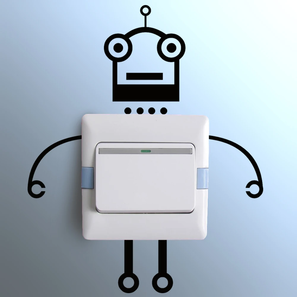 

Funny Robot Creative Switch Stickers Bedroom Parlor Wall Toilet Stickers Home Decoration Kids Room Gift For Children 323