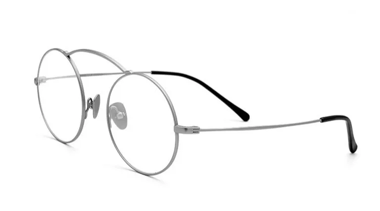 Silver Exceed Light Pure Titanium Unique Design Retro& Vintage Male Women Spectacle Rx-able Prescription Optical EyeGlasses Frame - Цвет оправы: Silver