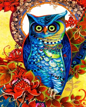 

Frameless oil painting by numbers paint by number for home decor oil picture painting 4050 colorful owl