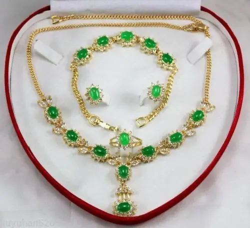 

Hot sell Noble- hot sell new - Natural Jade Gift Necklaces Bracelets Earring Jewelry Sets +Box NEW