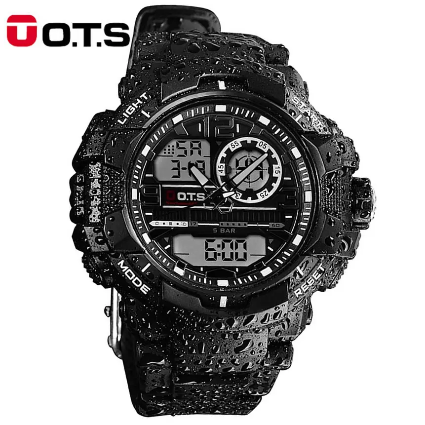 

New arrivals Mens sports Watches Quartz OTS brand 50m Outdoor Waterproof Multifunction Analog LED Digital Military Watch